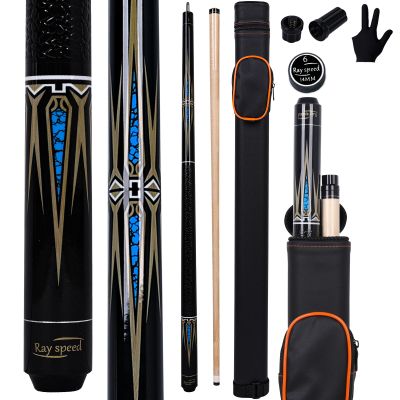 Ray speed Pool Cue Stick Low Deflection Shaft Billiard Cue Stick with Hard Case 19-20 oz Professional Pool Stick (Brown+Blue, 20 oz)
