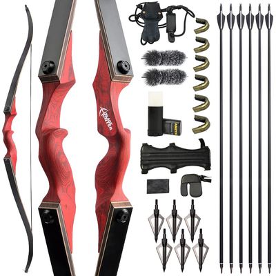ZSHJGJR 60 inch Recurve Bow Blackhunter and Arrow Set for Adults American Hunting Longbow Archery Bow 20-60lbs Right/Left Handed for Archery Hunting Targeting (30lbs, Right Hand)