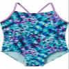 Speedo Girls Thin Strap One Piece Swimsuit (US, Alpha, X-Large, Regular, Deep Aqua/Purple) view 1