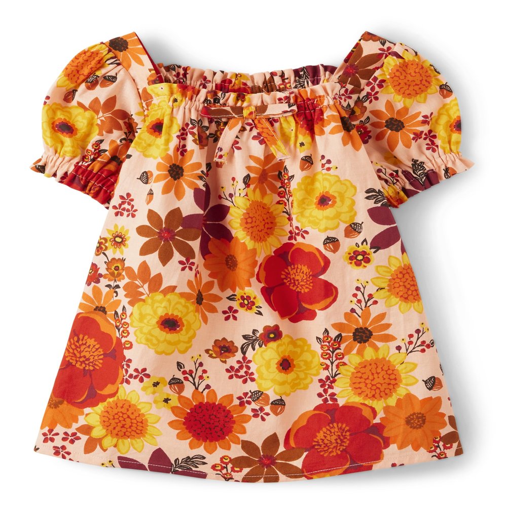 Gymboree,and Toddler Short Sleeve Woven Shirts,Harvest Flowers,7