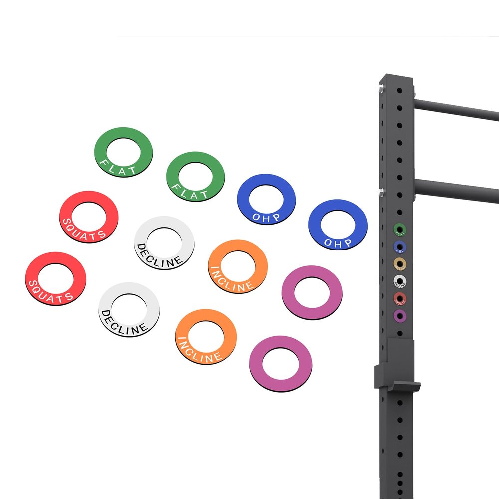 Power Squat Rack Barbell Magnetic Position Markers reminders label for Home Gym & Garage Gyms,Squat Rack Magnets identifier rings for Power Rack J-Cup (Inner Circle Diameter 1.1inch)