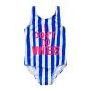2 to 9 Years Old Girls Blue Vertical Stripe Letter Girls 1 Piece Swimsuit Toddler Boys Clothes (Blue, 6-7 Years) view 1