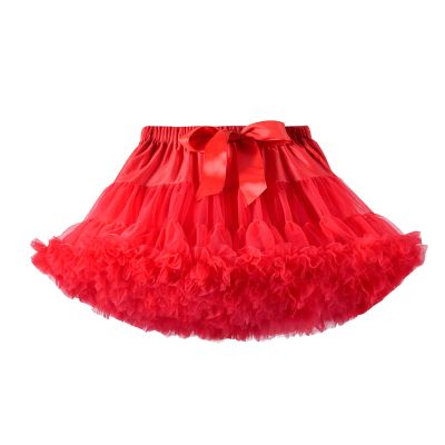 Girls Beach Dress Baby Girls Soft Fluffy Tutu Skirt Toddler Girl Mesh Tutu Bowknot Princess Skirt for (Red, 5-7 Years)