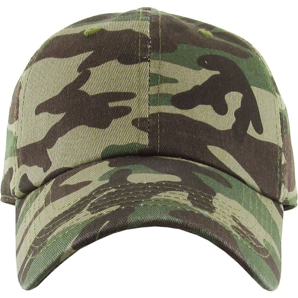 1 Pcs of Cotton Cap Baseball Caps Hat Adjustable Washed Plain Solid Visor ((CAMO) Woodland)