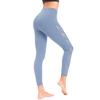 YUDESEN Mesh Workout Leggings, Yoga Pants with Pockets for Women, Tummy Control Yoga Pants Workout Athletic Running Leggings Blue view 2