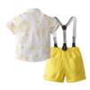 Tiepant Infant Short Sleeve Shirt + Suspender Short Shorts Suits with Flowers Printed for Baby Boy Formal Bowtie Tuxedo Yellow 18-24M view 3
