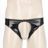 YONGHS Mens Latex PVC Faux Leather Short Pants Solid Backless Crotchless Boxer Shorts Hot Pants 3# Black XX-Large view 4