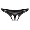 YONGHS Mens Latex PVC Faux Leather Short Pants Solid Backless Crotchless Boxer Shorts Hot Pants 2# Black XX-Large view 1