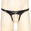 YONGHS Mens Latex PVC Faux Leather Short Pants Solid Backless Crotchless Boxer Shorts Hot Pants 2# Black XX-Large view 2