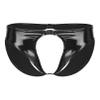 YONGHS Mens Latex PVC Faux Leather Short Pants Solid Backless Crotchless Boxer Shorts Hot Pants 3# Black X-Large view 1