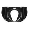 YONGHS Mens Latex PVC Faux Leather Short Pants Solid Backless Crotchless Boxer Shorts Hot Pants 3# Black X-Large view 3