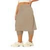 Aurgelmir Womens Tennis Skirt with Capris Leggings Golf Knee Length Skorts Athletic Long Skirts for Women with Pockets Khaki view 4