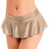 Jugaoge Womens Glossy Solid Color Miniskirts Low Rise Mini Micro Pleated Skirt Lingeries Clubwear Coffee A Medium view 3