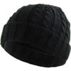 1 Pcs of Cable Knit Winter Warm Crochet Hat Braided Baggy Beret Cuff Fold Beanie Cap (Black)