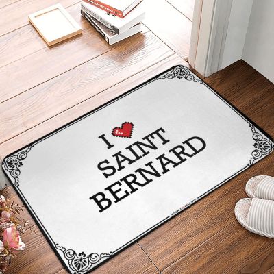 Abipuir Fall Outside Door Mats I Love Saint Bernard Doormat Door Mat Hello Fall Decor Outdoor (Color : Colour, Size : 40X60CM)