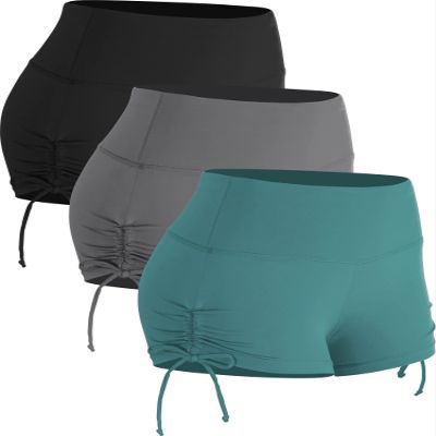 CADMUS Athletic Booty Shorts for Women 3 Pack High Waisted Workout Pro,1021,Black & Grey & Turquoise,Medium