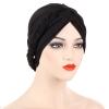 Women Twisted Braid Turban Hats Stretch Not Slip Head Scarf Wrap Cap Cancer Chemo Muslim African Hat (Black, One Size) view 3