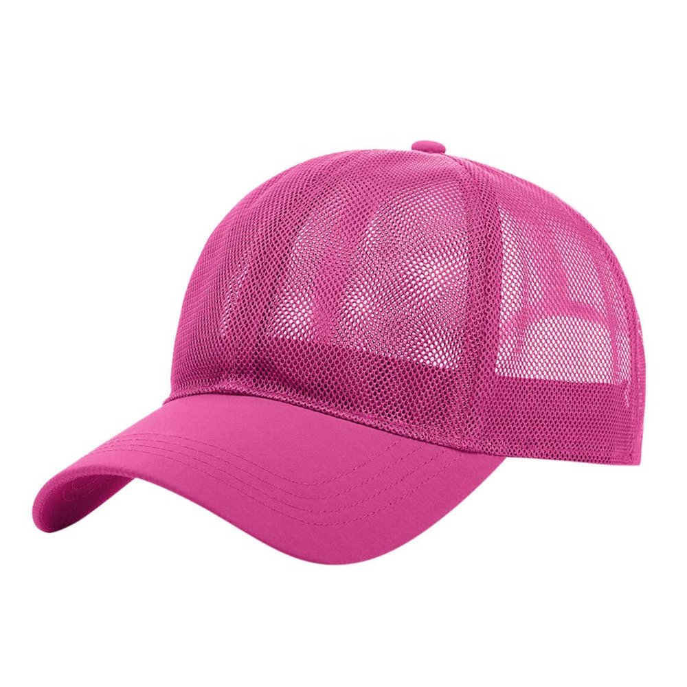 Men Women Mesh Breathable Sun Hats Adjustable Baseball Cap Hip Hop Baseball Caps Sunscreen Trucker Hat (Hot Pink, One Size)