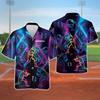 Neon Baseball Hawaiian Shirt for Men - Baseball Team Cruise Shirt, Button Down Shirt Short Sleeve (MP_Baseball_02) Size 5XL view 2