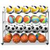 Bsetain Sports Ball Racks Double-Sided Basketball Storage Rack Stainless Steel, Garage Sports Ball Organizer for Playgroup Gym Schools, Gift for Boys/Girls view 1