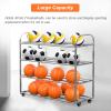 Bsetain Sports Ball Racks Double-Sided Basketball Storage Rack Stainless Steel, Garage Sports Ball Organizer for Playgroup Gym Schools, Gift for Boys/Girls view 3