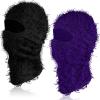 Newcotte 2 Pack Adult Distressed Balaclava Ski Mask Full Face Knitted Balaclava Windproof Cool Ski Mask for Cold Weather(Large,Black, Purple) view 1