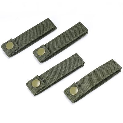 Molle Straps with Snaps 4 inch 6 inch, Tactical Molle Strap with Button Molle Panel Straps, Military Backpack Molle Accessories Snap Strap, Small Outdoor Molle Connectors (Army Green, 4 inch - 4 PCS)