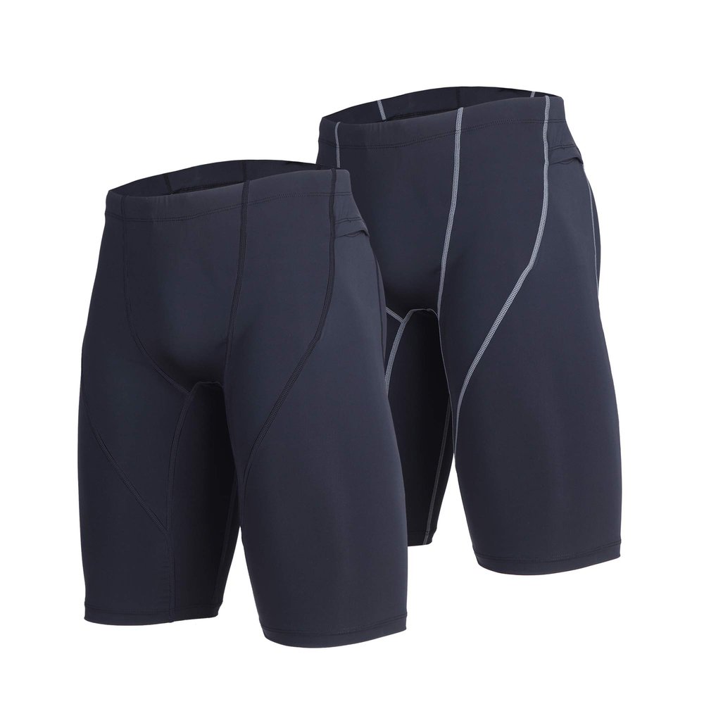 beroy Mens Compression Shorts Training Athletics Workout Tight Sports Base Layer with One Pocket 2 Pack(B+GreyL,M)