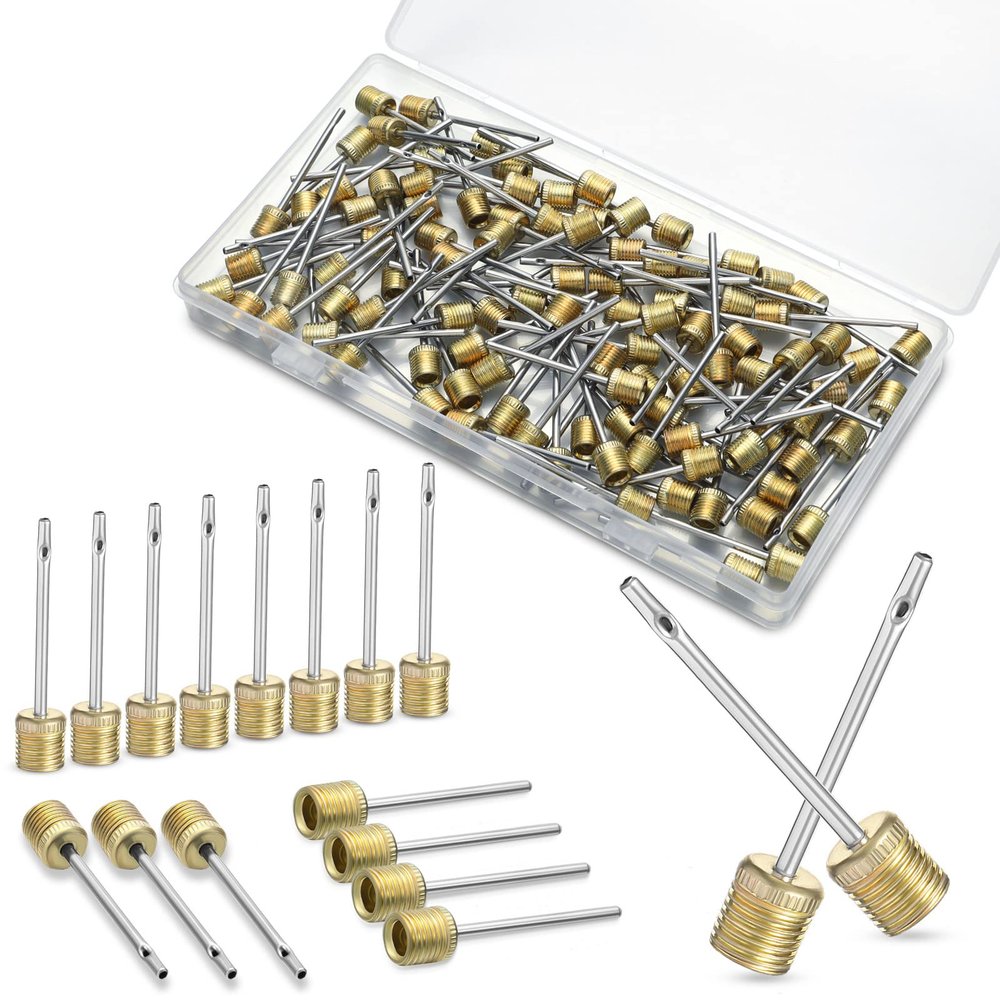 WILLBOND 100 Pack Basketball Pump Needles Ball Inflation Air Pump Needles with Storage Box for Sports Balls, Football Basketball Soccer and Volleyball(Gold)