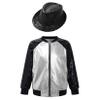 JanJean Kids Girls Boys Sequins Metallic Bomber Jacket Long Sleeve Zip Up Flight Jacket Hip Hop Jazz Performance Dance Silver&Black A 16 Years view 1