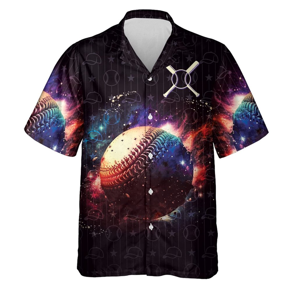 Galaxy Baseball Hawaiian Shirt for Men - Sport Lover Cruise Shirt, Button Down Shirt Short Sleeve (MP_Baseball_05) Size 3XL