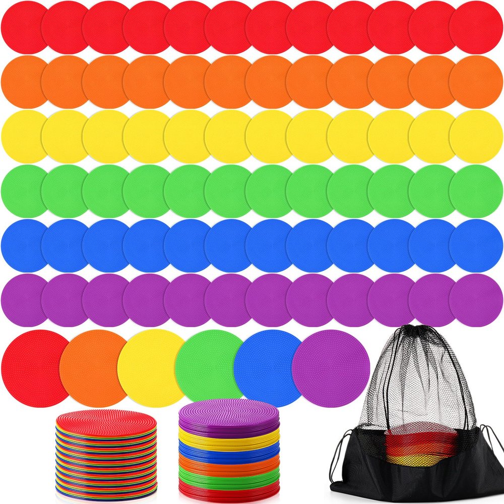Haull Spot Markers Floor Spots with Bag Non Slip Vinyl Poly Dots for Gym Floor Basketball Football Soccer Sports Speed Agility Training Gym Dance(60 Pcs,6 Inch)