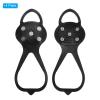 PATIKIL 8.5" Non-Slip Gripper Spikes Claw, 4 Pairs Universal Ice Cleats Shoe Spikes with 5 Tooth Steel Nails for Skiing Walking Shoes, Black view 3