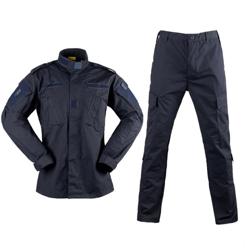 Outdoor Sports Airsoft Hunting Shooting Battle Uniform Combat BDU Clothing Tactical Camouflage Set - Dark Blue - M