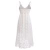 ABOCIW Boho Dress for Women, Women's Casual Summer Lace Up Tassel Cutout Boho Dress V Neck High Waist Long Beach Dresses A-line Fringed Flowy Maxi Dress for Women Beach Vacation White03 XL view 4
