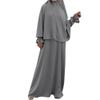 Abayas for Women Muslim Dubai Robe Two Piece Prayer Outfit Khimar Hijab Summer Loose Full Cover Ramadan Kaftan Dresses Middle Eastern Abaya One-Piece Long Sleeve Islamic Prayer Dress Dark Gray XS-S view 1