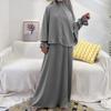 Abayas for Women Muslim Dubai Robe Two Piece Prayer Outfit Khimar Hijab Summer Loose Full Cover Ramadan Kaftan Dresses Middle Eastern Abaya One-Piece Long Sleeve Islamic Prayer Dress Dark Gray XS-S view 2