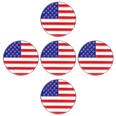 Eshan Golf Ball Markers 5 10 Pack Cute Funny Novelty Golf Markers Golf Bag Accessories Gifts Ball Position Marking Disc for Men Weman Golfers (5, US-Flag)