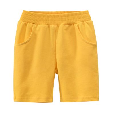 EISHOW Kids Boys Girls Active Shorts Toddler Baby Elastic Waist Pull-On Cotton Casual Summer Sports Athletic Shorts (Yellow,3-4T)