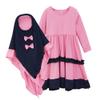 Abaya for Girl Kids Hijab Scarf Muslim Dress Two-piece Ramadan Prayer Clothes Islamic Arabic Kaftan Khimar Robe, Hot Pink, 12-18 Months view 1