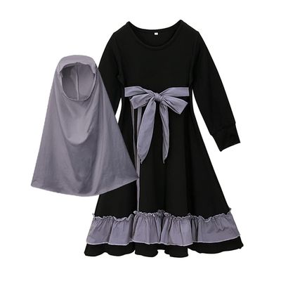 Abaya for Girls, Ramadan Clothes for Kids, Prayer Modest Dress Middle East Arabian Burka Hijab Khimar Islamic Long Modern Islamic Caftan Arabic Kimono Niqab Ihram Jilbabs Robe Black 9-10 Years