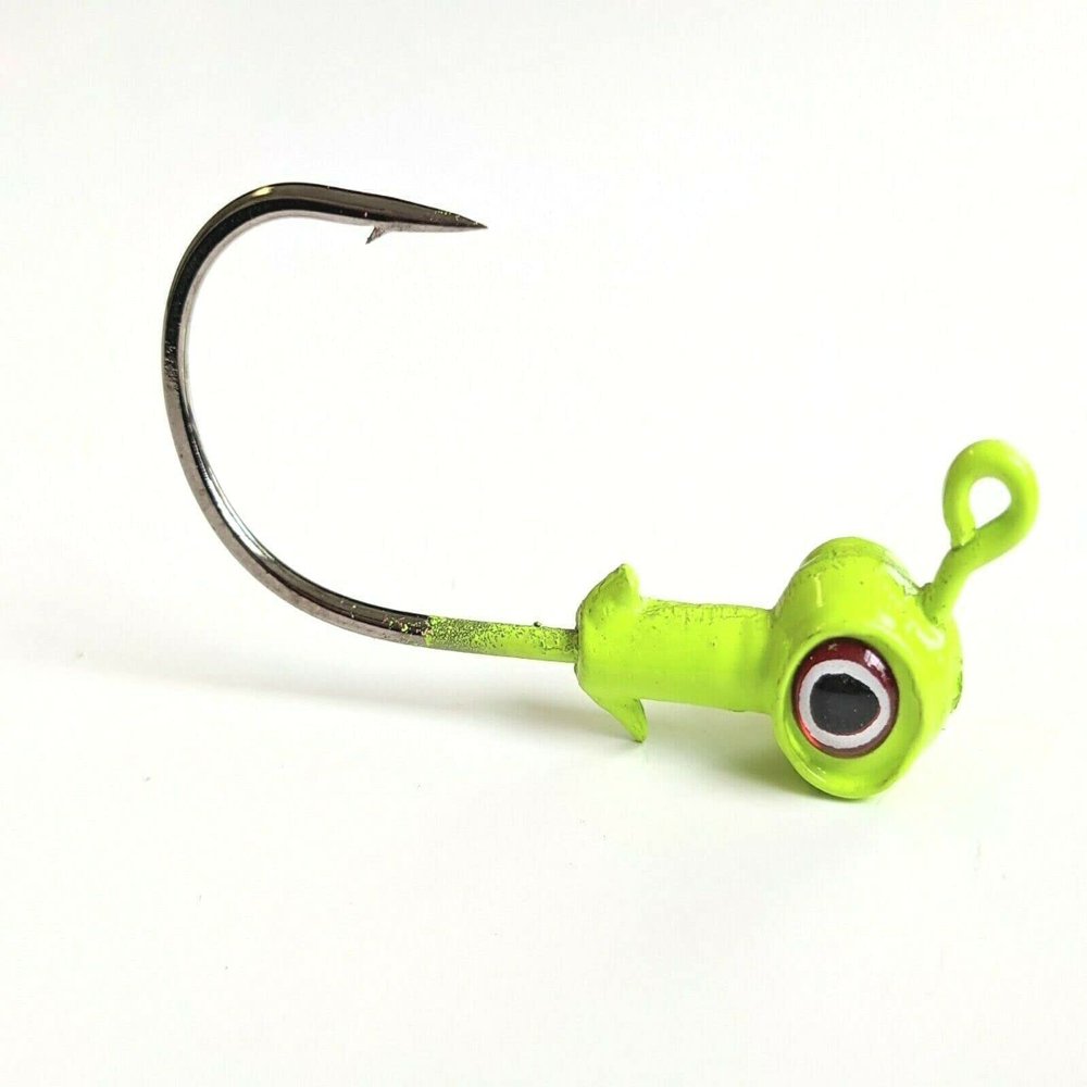 10 "Wide Eye Jig Head Trout Crappie Saltwater Lure Ultra Point Hook -Chartreuse 3/8oz