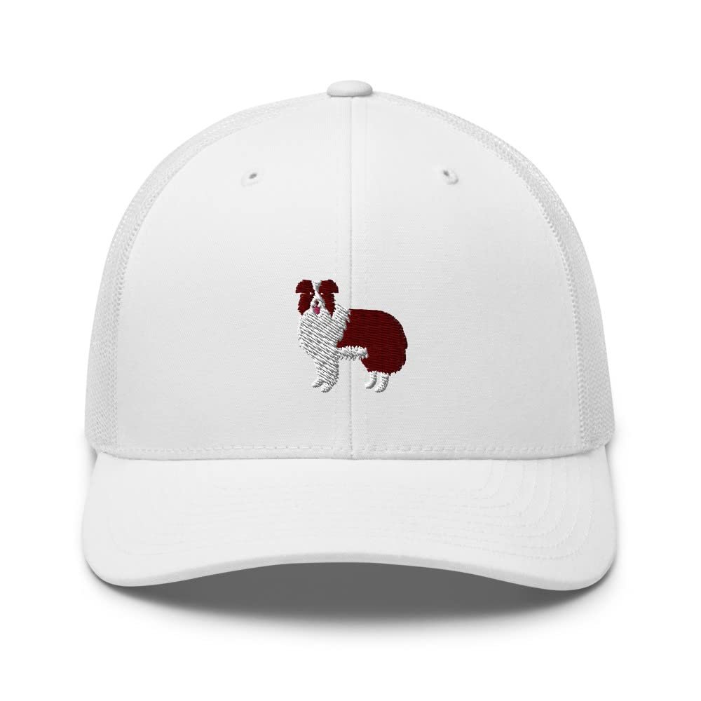 Border Collie Trucker hat, Embroidered Unisex hat, Border Collie Gifts, Dog mom dad hat. White