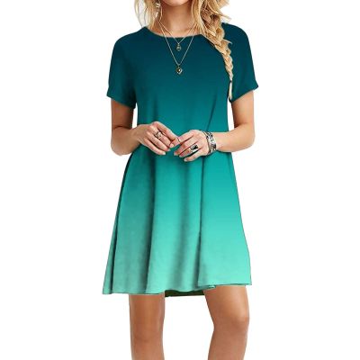 Uillui 2023 Casual Summer Dresses Women's Cute Swing Loose Fit Solid T-Shirt Comfy Flowy Tunic Dress Floral Beach Sundresses