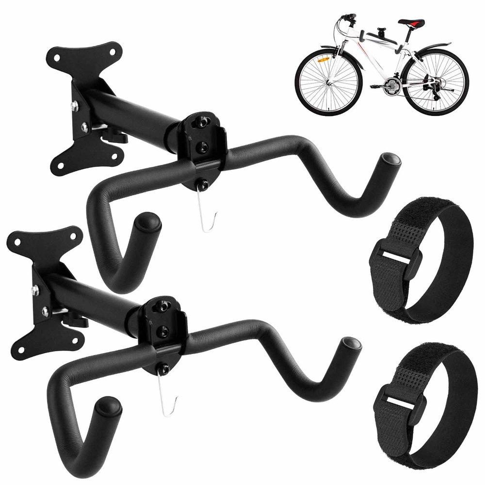 Vousile Bike Hanger Wall Mount, 2 Pack Heavy Duty Steel Bike Racks Storage Garage Adjustable Bicycle Hooks for Mountain Hybrid Road Bikes