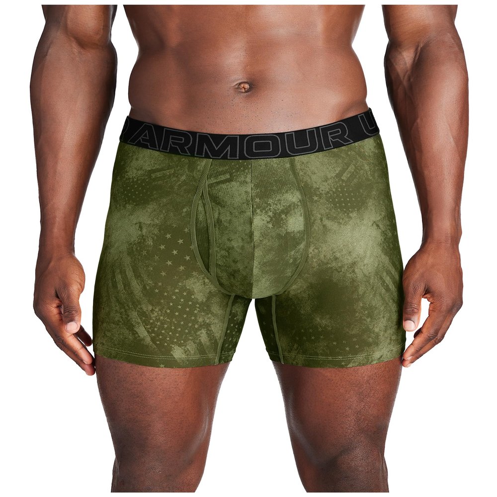 Under Armour Men's Performance Tech Brief Underwear, 6" Inseam, 1-Pack, Marine Od Green Print, Small