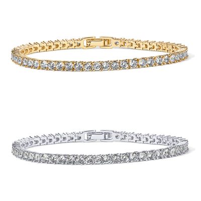 PAVOI CZ Tennis Bracelet for Women, 14K Gold Plated, Two Tone Gold, 7.5 In