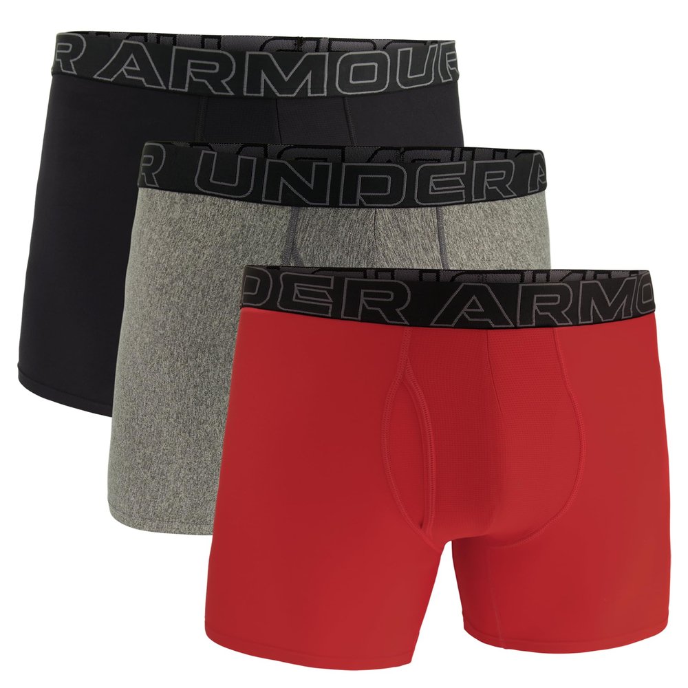Under Armour Men's Performance Tech Boxerjock Brief Underwear, 6" Inseam, 3-Pack, Red Heather Solid, 5X-Large