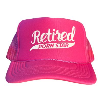 Retired Porn Star Trucker Hat for Men or Women, Vintage Fit with Funny Novelty Graphic, Custom Mesh Cap Pink