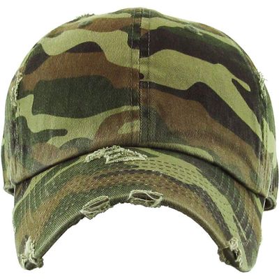 1 Pcs of Junior Kid Size Vintage Distressed Dad Hat Adjustable Baseball Cap (Camo)
